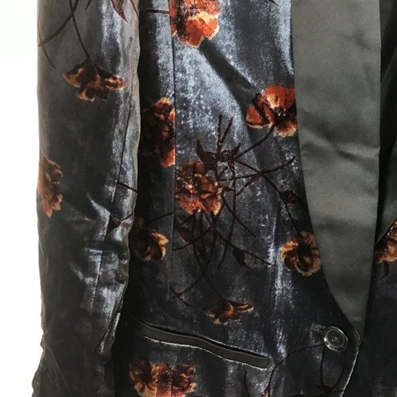 Anthropologie Floral Velvet Tuxedo Blazer Jacket - Picture 4 of 6